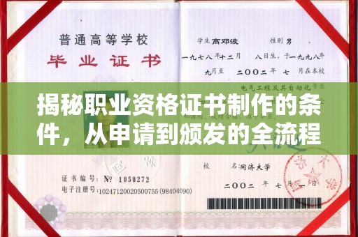 莞城揭秘职业资格证书制作的条件，从申请到颁发的全流程解析